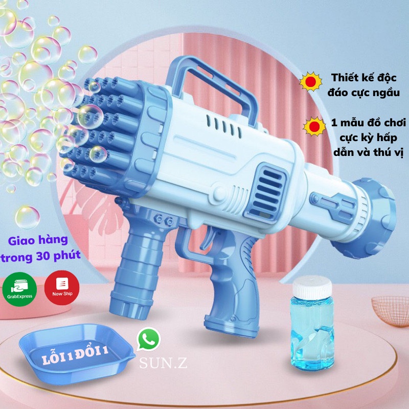 Đồ Chơi Cho Bé Súng Bắn Bong Bóng Xà Phòng 36 Nòng Mẫu Mới Tặng Kèm Pin Sun.z