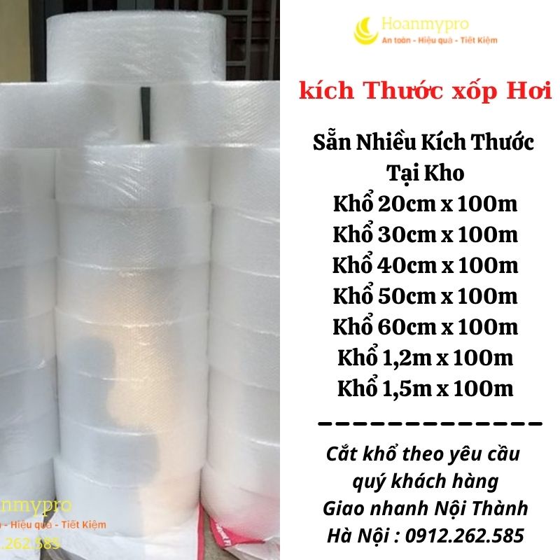 Cuộn Xốp Hơi Bong Bóng Khí Bọc Hàng Chống Sốc Rộng 20cm Dài 100m BaoBiHoanmypro Hà Nội