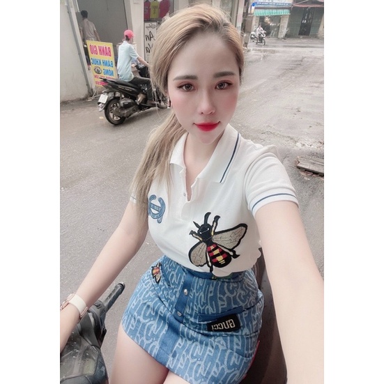 [ 𝐅𝐑𝐄𝐄 𝐒𝐇𝐈𝐏 ] SET VÁY G.C THÊU ONG MIX CHÂN VÁY KAKI THÔ