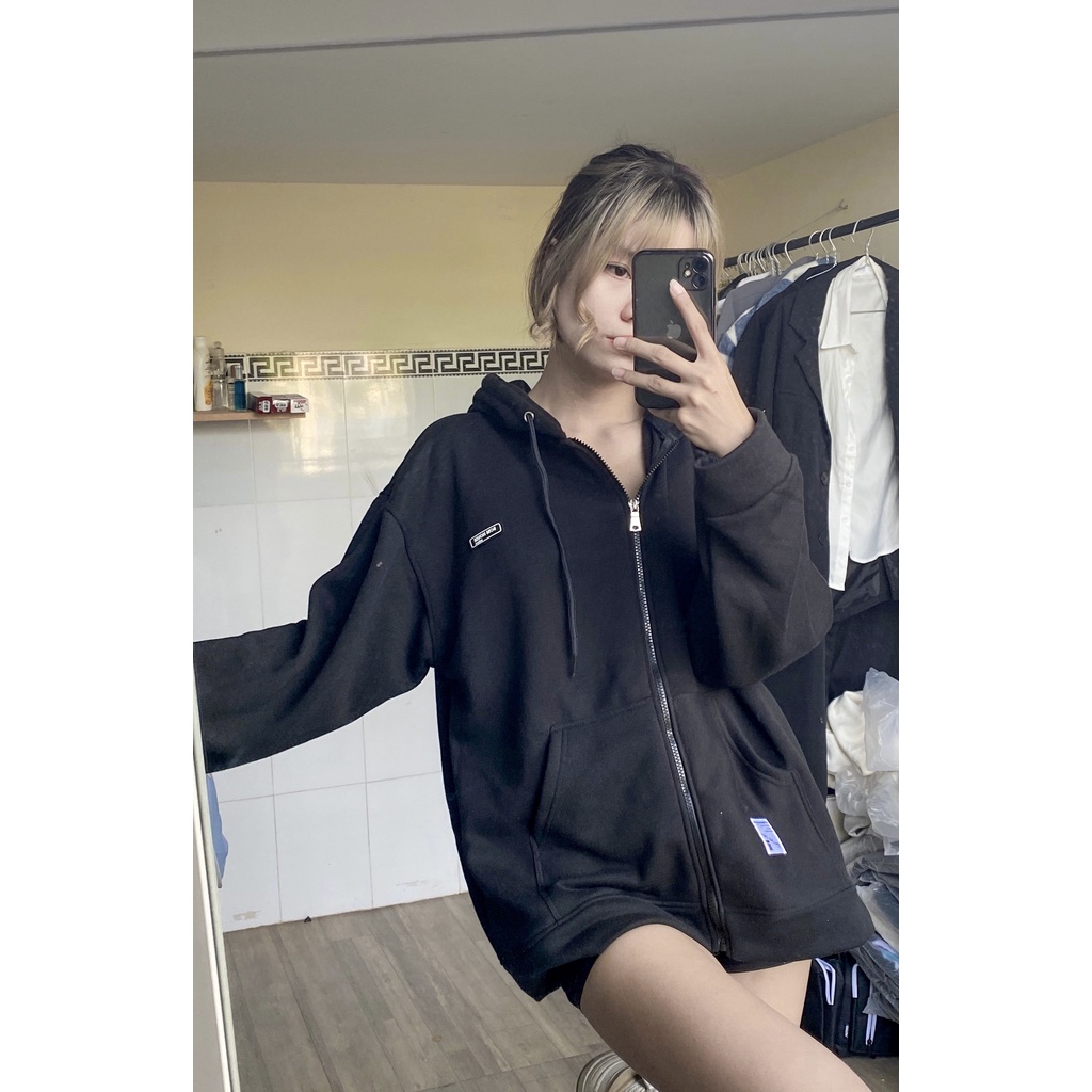 Áo Khoác Nỉ Hoodie Zip Trơn 3 Màu BOM HOUSE Nam Nữ Ulzzang Unisex