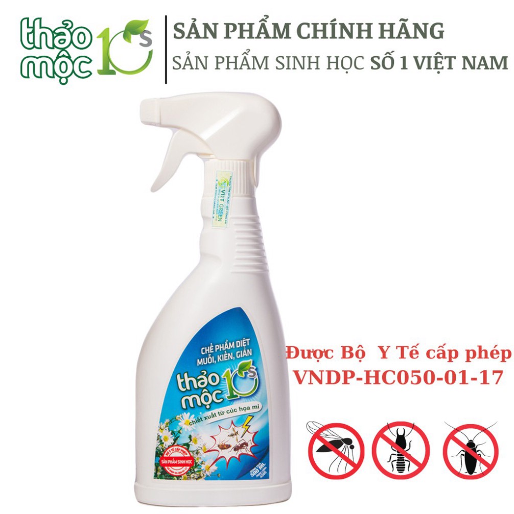 Bình Xịt Diệt Ruồi Muỗi Kiến Ba Khoang Gián Mối Thảo Mộc 10s 100% Sinh Học Chai 500ml An