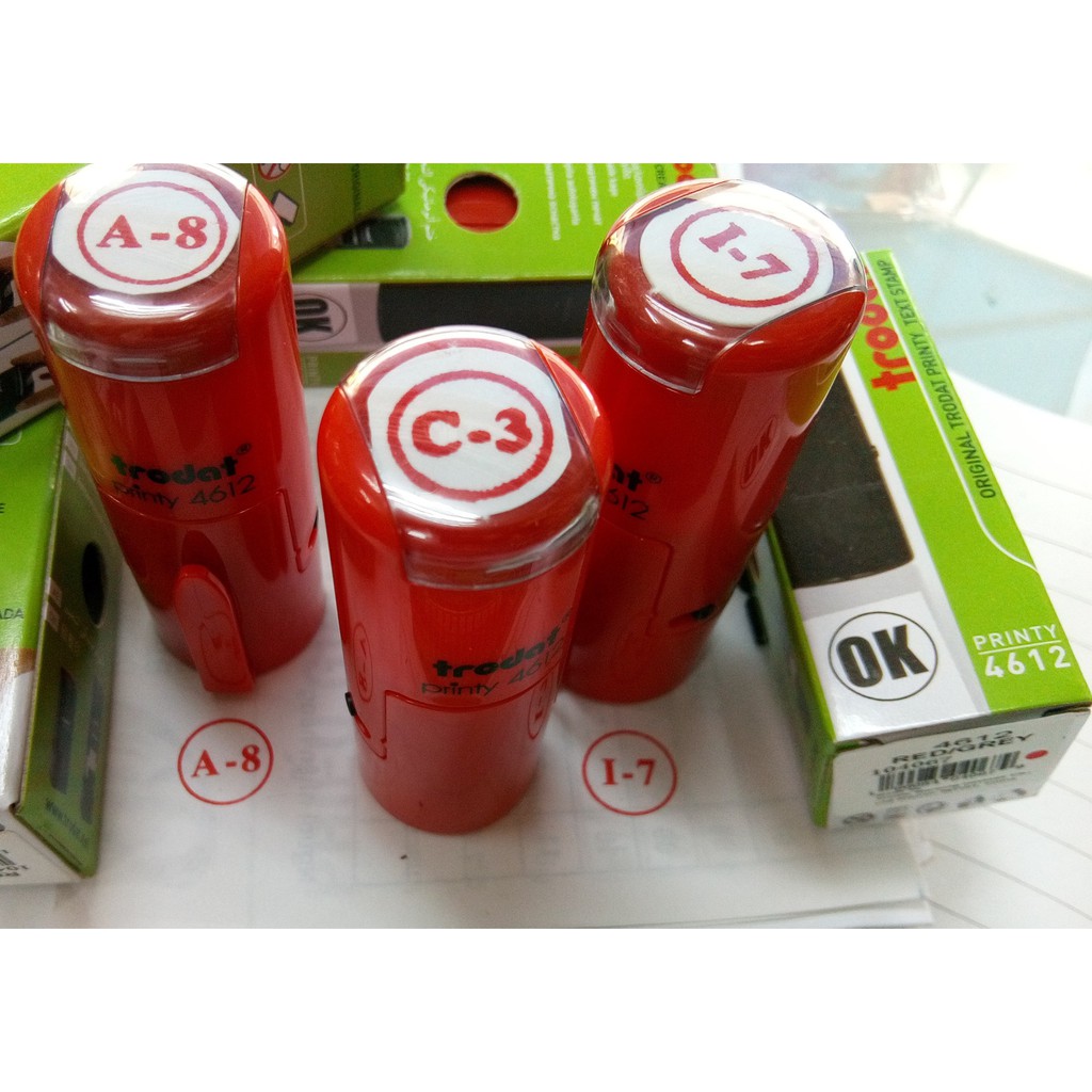 Dấu Trodat 4612 Tròn 12mm Khắc Ký Hiệu, Logo Dùng Đóng Lên Giấy