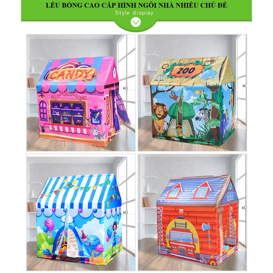 LỀU BÓNG CAO CẤP HÌNH NGÔI NHÀ NHIỀU CHỦ ĐỀ CHO BÉ