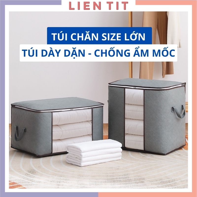 Túi đựng quần áo, chăn màn cỡ lớn vải không dệt hút ẩm dày dặn chắc chắn