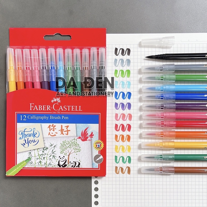 [Mã LIFEXANH03 giảm 10% đơn 500K] [DA ĐEN] Bút Thư Pháp Calligraphy Faber Castell 10/12 Màu