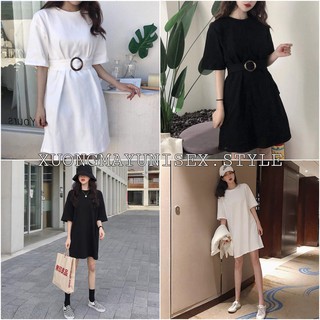 VÁY PHÔNG TAY LỠ KÈM BELT HOT HIT - ĐẦM SUÔNG THẮT EO ULLZZANG