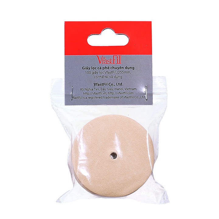 1 túi giấy lọc cafe pha phin VfastFil đường kính 55mm, 100 tờ/túi, sử dụng cho bộ dụng cụ cafe phin VfastFil