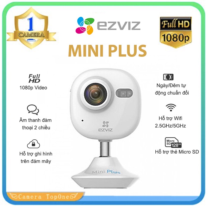 Camera EZVIZ MINI PLUS Đàm thoại hai chiều Hỗ trợ Wifi 2.4GHz.