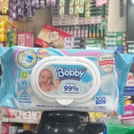 Khăn Ướt Em Bé Bobby 100 Tờ Không Mùi