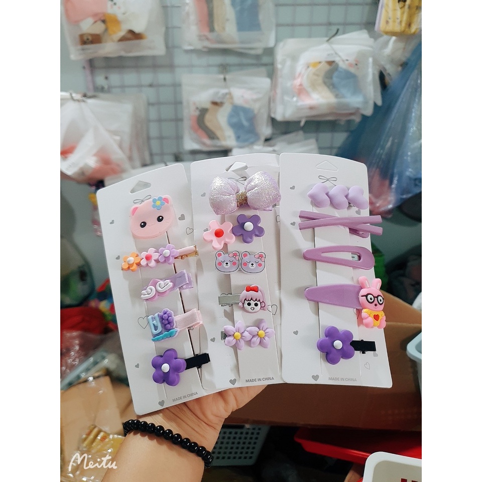 Set 5 Kẹp tóc hình hoa nơ dễ thuơng cho bé gái- K535