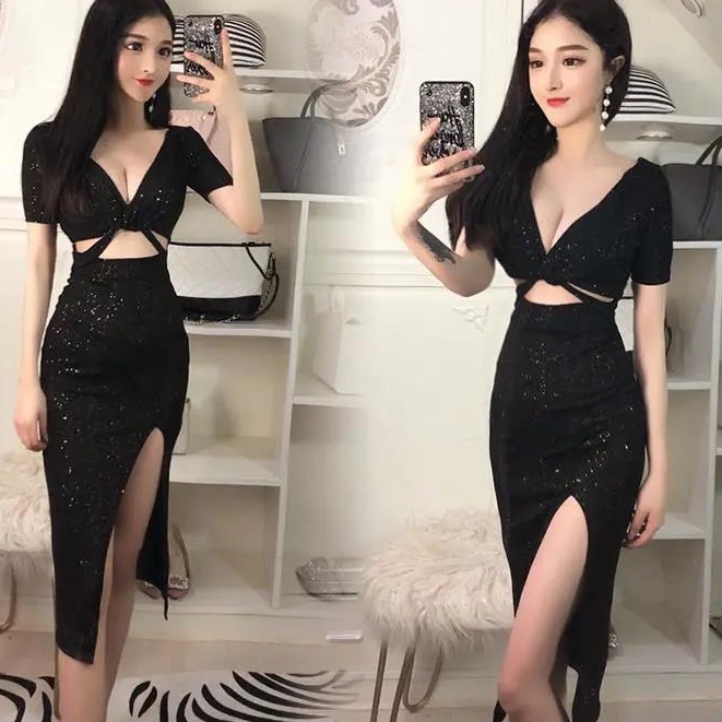 Đầm Xẻ Tà Ôm Dáng Thời Trang Hè Thu Quyến Rũ Cho Nữ