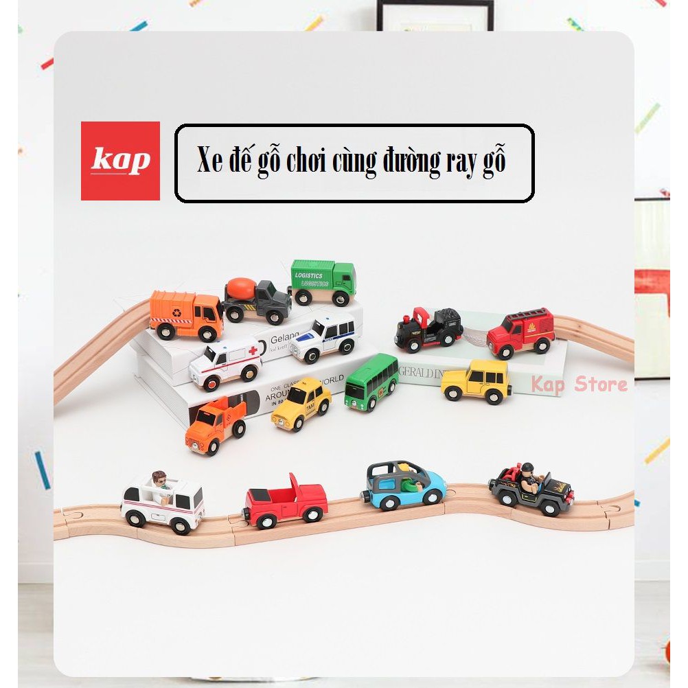 Xe tải gỗ Logistics, xe Công tơ nơ, chơi cùng đường ray gỗ