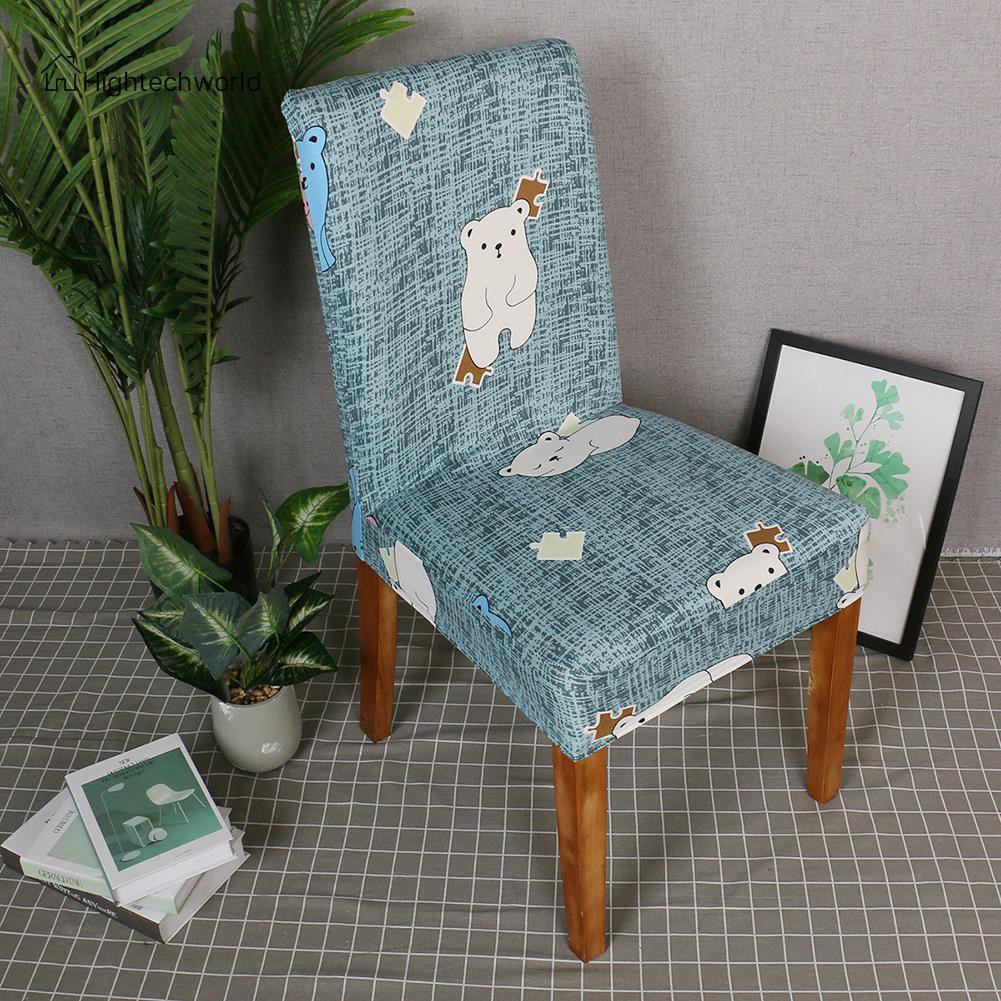 Hightechworld Cartoon Bear Printed Stretch Chair Cover Restaurant Elastic Seat Covers