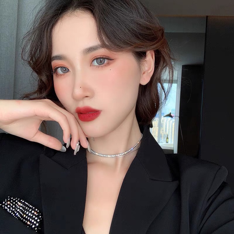 Choker Dây Chuyền Vòng Cổ Hợp Kim 3 Lớp Đính Đá Hàn Quốc Mainia Shop