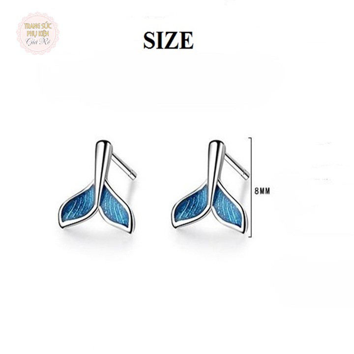 Bông tai nữ đuôi nàng tiên cá thời trang Hàn cực xinh, bạc ý S925 giá rẻ - HT219