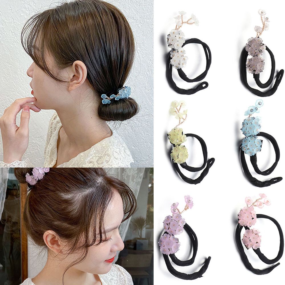 Kẹp búi tóc đính hoa giả ngọc trai nhân tạo tùy chọn màu sắc thời trang cho nữ