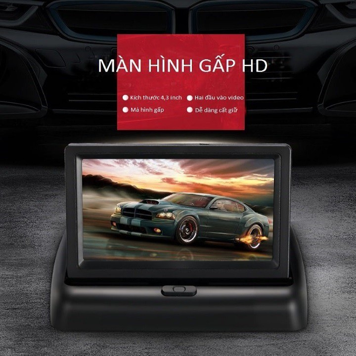 MÀN HÌNH Ô TÔ GẤP GỌN TẶNG KÈM CAMERA LÙI XOAY 90 ĐỘ