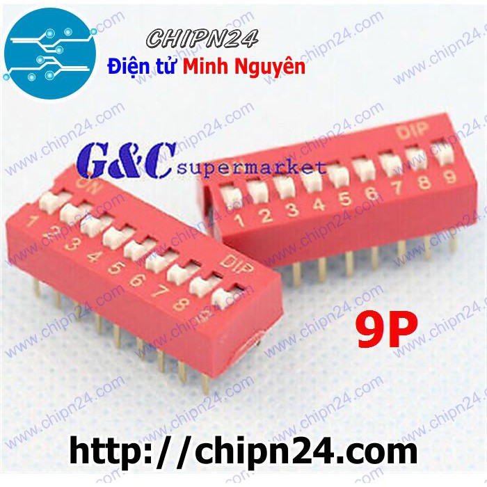 [2 CÁI] Công tắc bit 9p ĐỎ (Switch 9)