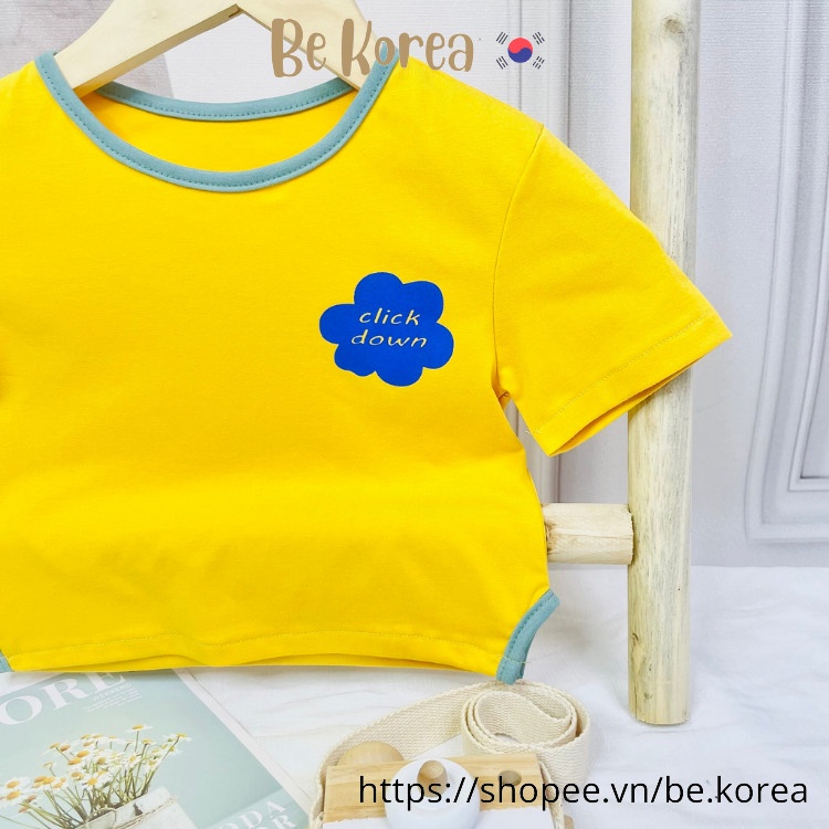 Áo Polo in hình gấu cho bé chất cotton BE KOREA, áo phông cộc tay bé trai có cổ họa tiết ngộ nghĩnh