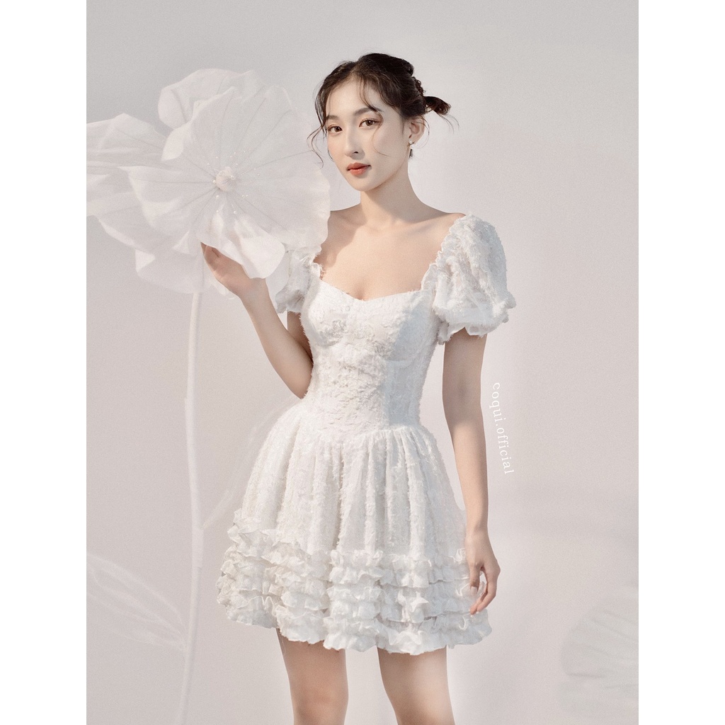 COQUI - Đầm voan hoa cúp ngực bèo tầng - Naomi Dress