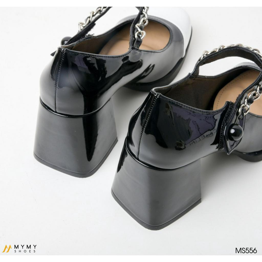 Giầy cao gót nữ đế vuông đế cao 7cm Mary Jane mầu đen, trắng MyMyShoes -  giầy cao gót MS556