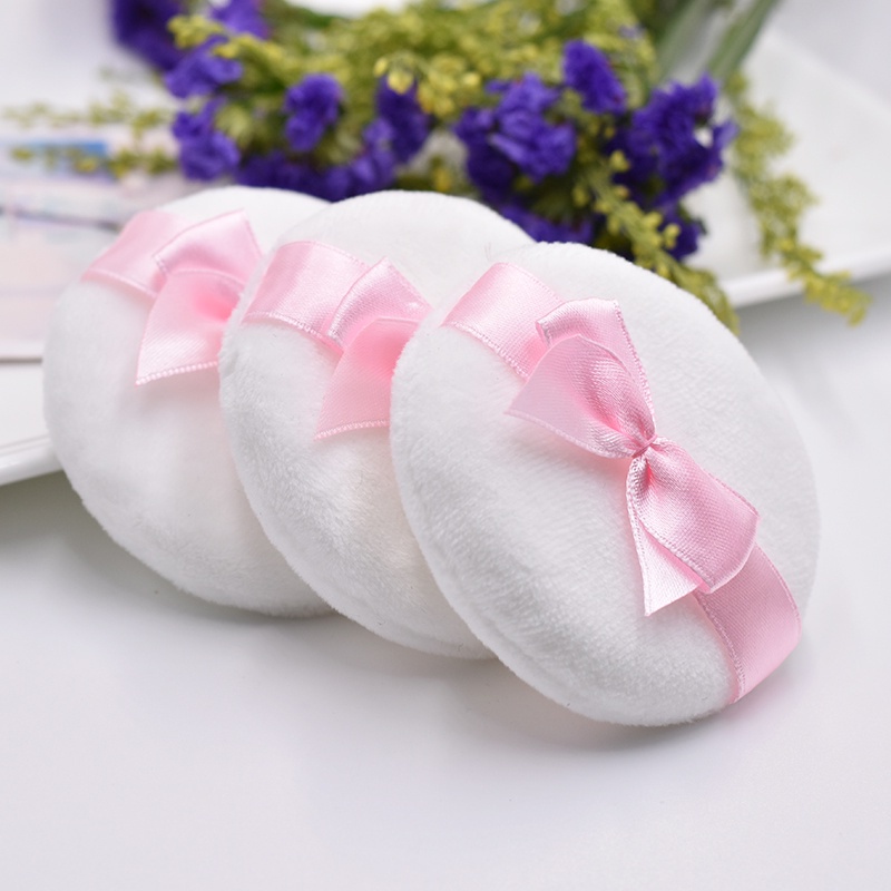 Bông Phấn Trang Điểm Hình Tròn Bằng Nhung Phối Nơ