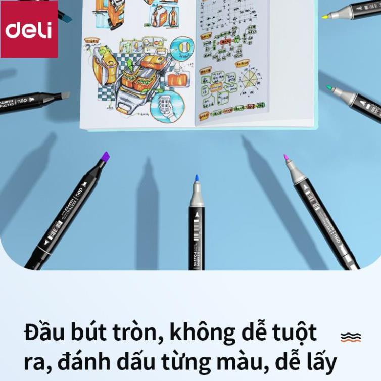 Bút màu marker chuyên nghiệp Deli -kèm túi vải - 30/40/60/80 Màu - 70806 / 70800 / 70701 [Deli]