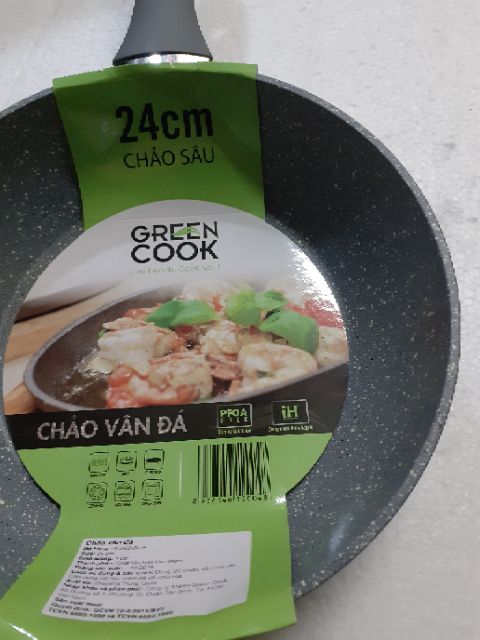 CHẢO ĐÁ GREEN COOK 22 Cm CAO CÁP (dùng cho mọi loại bếp) giãm 25k