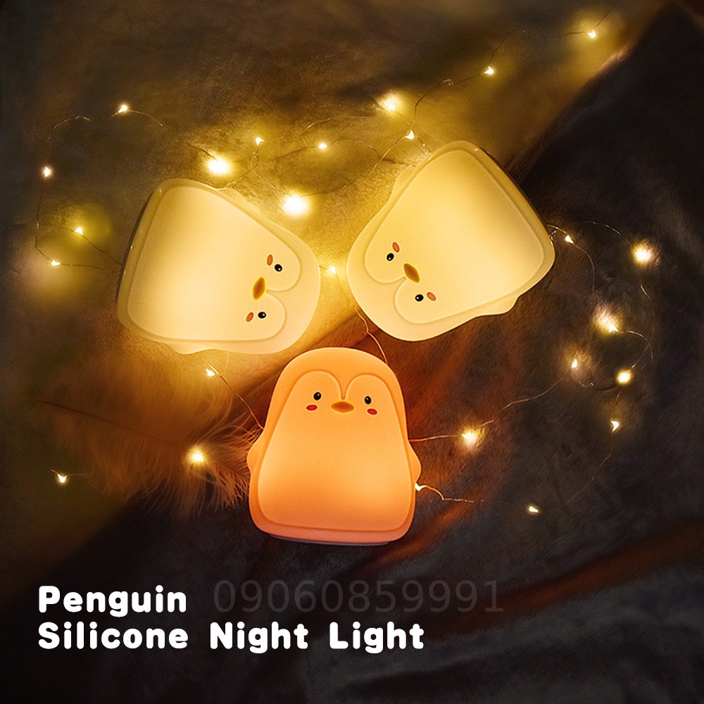 Đèn ngủ trang trí,đèn led silicon cảm ứng chim cánh cụt dễ thương (LJC-129)