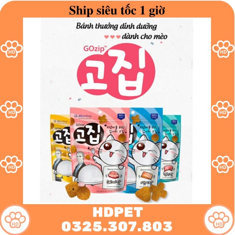 Bánh Thưởng Gozip cho mèo | Gói 60g | 4 Vị