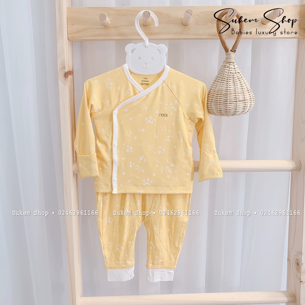 [NOUS] Bộ Cài Lệch Dài Tay Sơ Sinh Nous Chất Đẹp Cho Bé 3-6kg