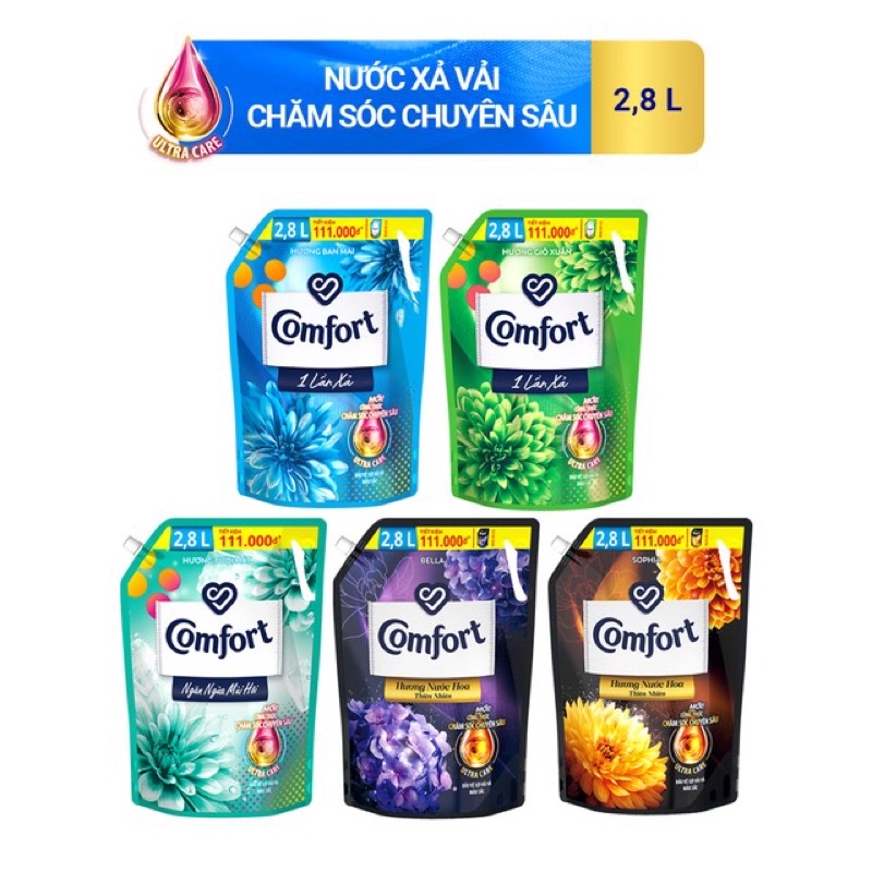 Nước xả làm mềm vải Comfort Chăm sóc Chuyên sâu Một lần xả / Hương nước hoa thiên nhiên túi 2.8L