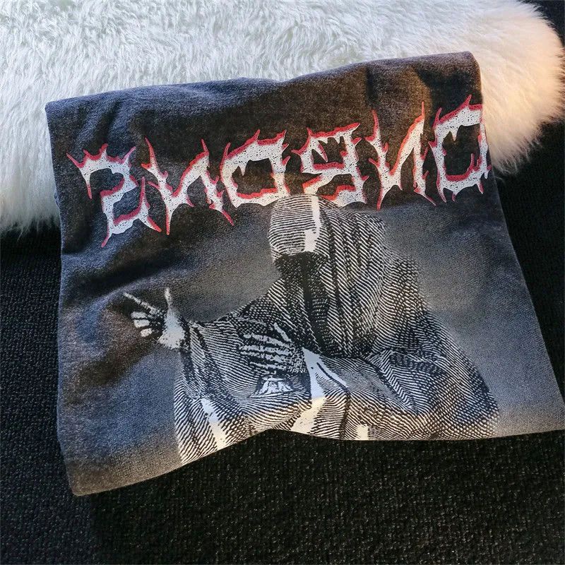 Áo Thun Tay Ngắn Dáng Rộng In Hình Ác Quỷ Kiểu Retro Mỹ Thời Trang Mùa Hè Cho Các Cặp Đôi