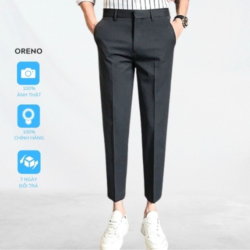 Quần âu hàn nam ORENO vải lụa co giãn,quần tây nam ống côn hàn quốc không nhăn không xù 4 màu
