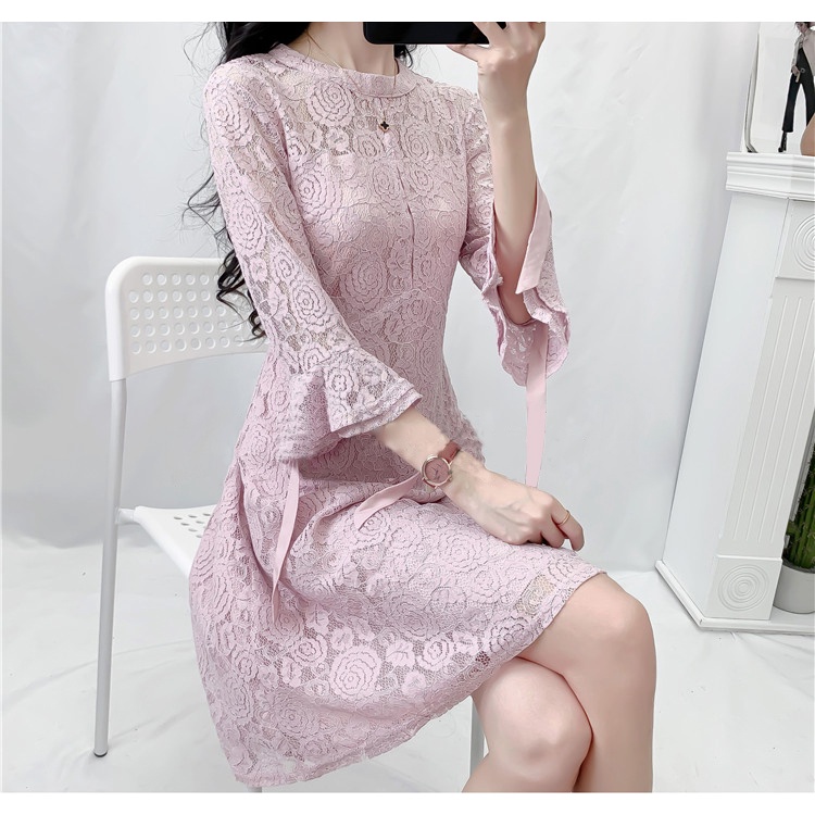 Zara Morocco full tag - Đầm Zara ren hoa hồng màu cực xinh DH9RHG21N10