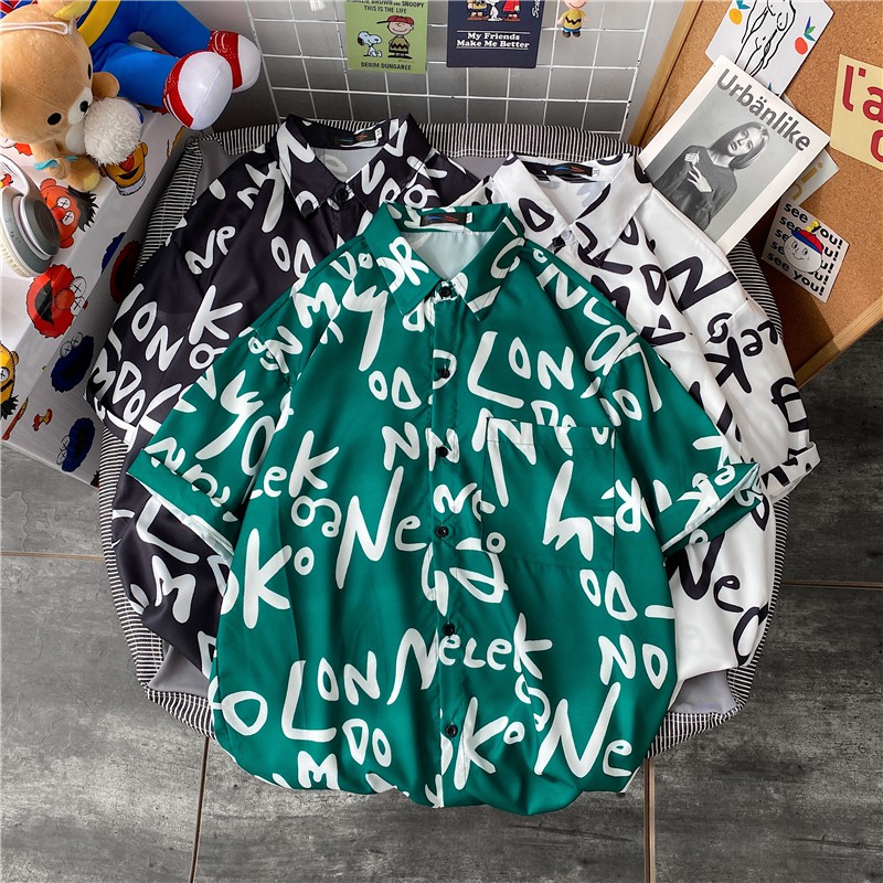 Áo sơ mi ngắn tay in họa tiết Hawaii có nhiều màu size M-3Xl dành cho nam