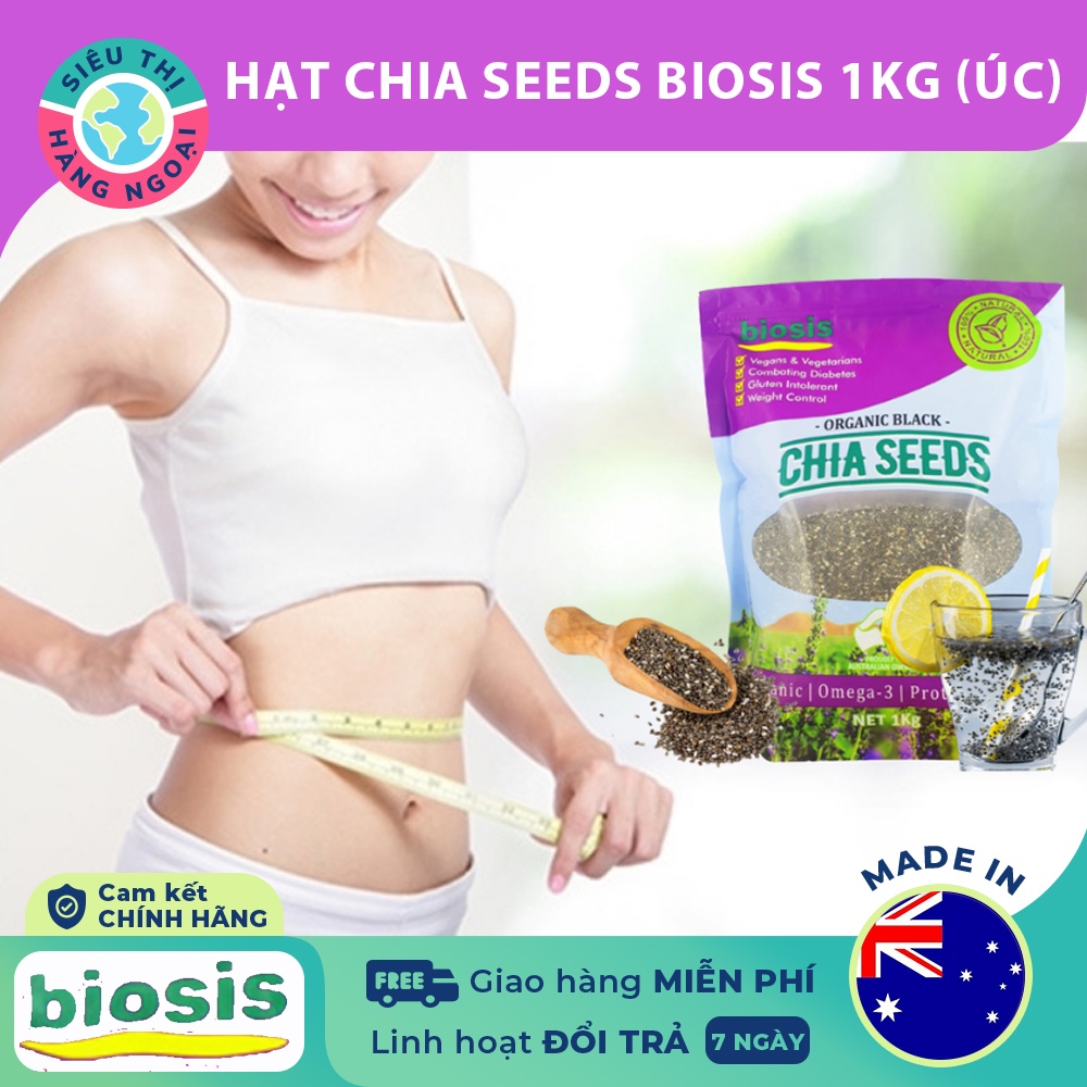 Hạt chia Organic Biosis CHIA SEEDS [giảm cân; làm chậm quá trình lão hóa; tốt cho hệ tiêu hóa]Hàng Úc