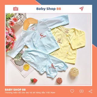 Quần Áo Trẻ Em Sơ Sinh Dài Tay Cúc Cài Lệch Cho Bé Trai, Bé Gái Từ 0-6 Tháng [QATE11]