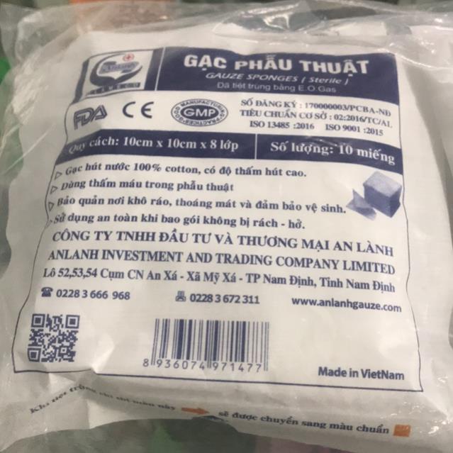 GẠC PHẪU THUẬT AN LÀNH 8 lớp (1 bịch x 10 gói)