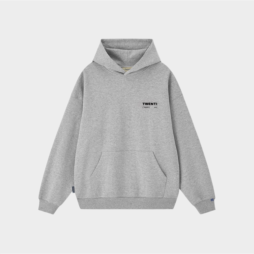 Áo Hoodie Boxy Twenti Nỉ Cotton In Chữ Đơn Giản