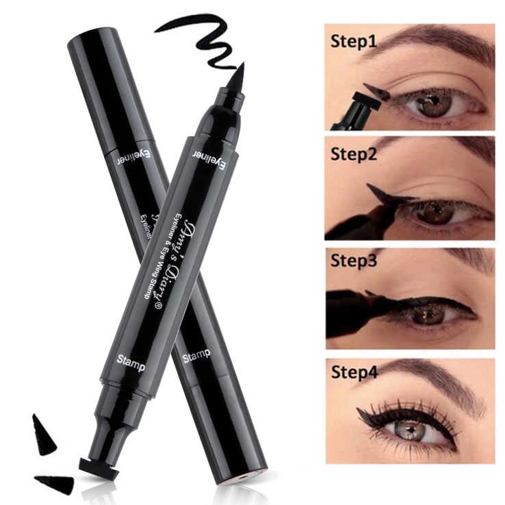 Bút kẻ mắt chống nước thiết kế 2 trong 1 tiện dụng kẻ mắt Stamp eyeliner cánh bút kẻ mắt in