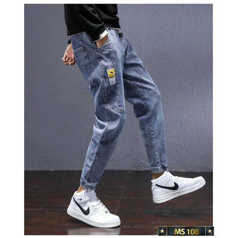 Quần jean jogger màu xanh không rách chất bò cao cấp co dãn 4 chiều cực đẹp, quần rin nam QD0108 Nhiều mẫu mới
