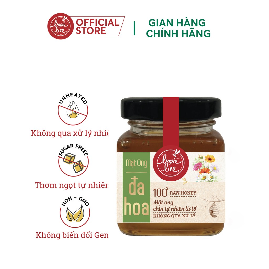 Mật ong Nguyên Chất Đa Hoa Bonie Bee - Chín Tự Nhiên Từ Tổ - Không Qua Xử Lý 70g