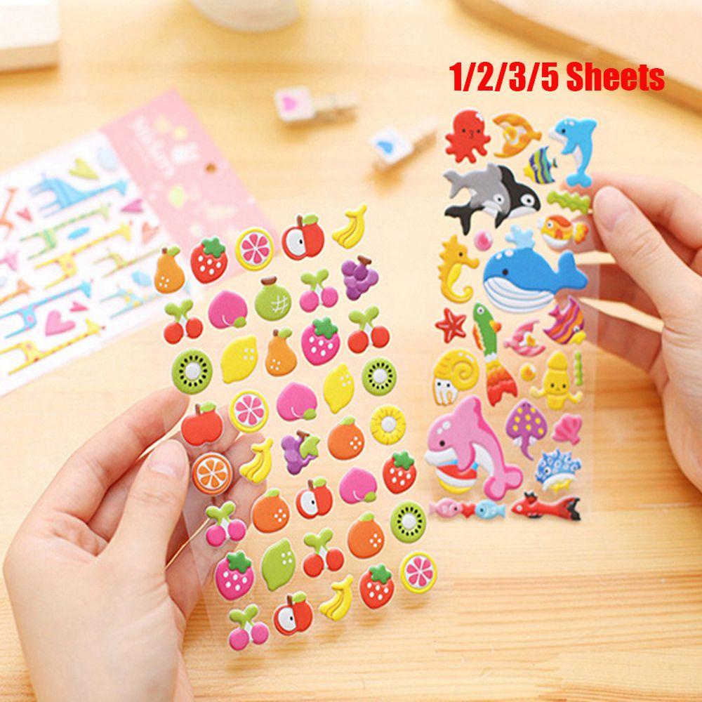 Set 1 / 2 / 3 / 5 Tấm Hình Dán Hoạt Hình Đáng Yêu
