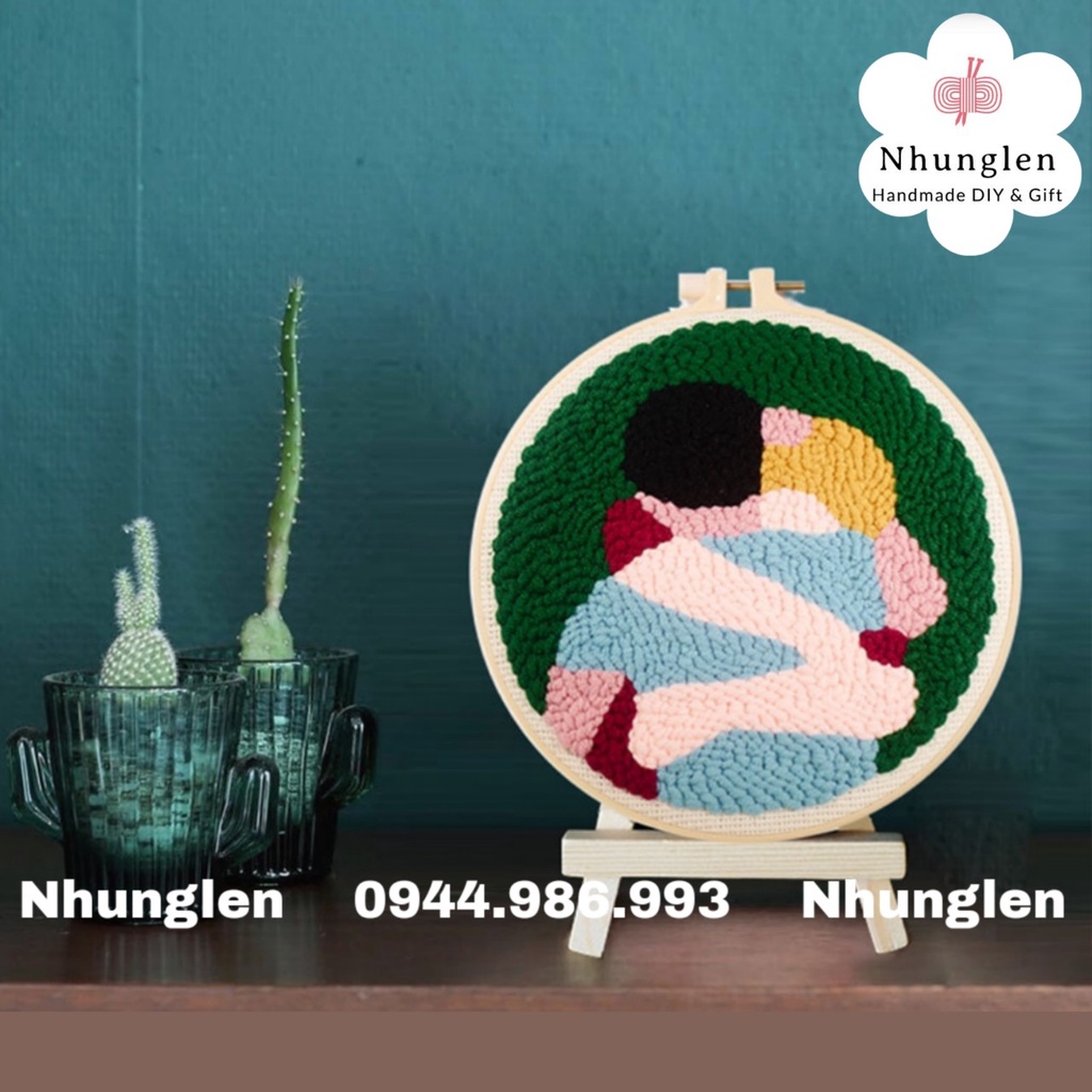 DIY Bộ Thêu Len Xù Cặp Đôi Ôm Nhau - Punch Needle Decor -  Qùa Tặng Handmade Ý Nghĩa