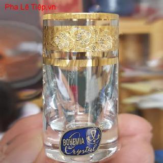 Bộ 6 ly uống rượu mạnh mạ vàng Tiệp Khắc