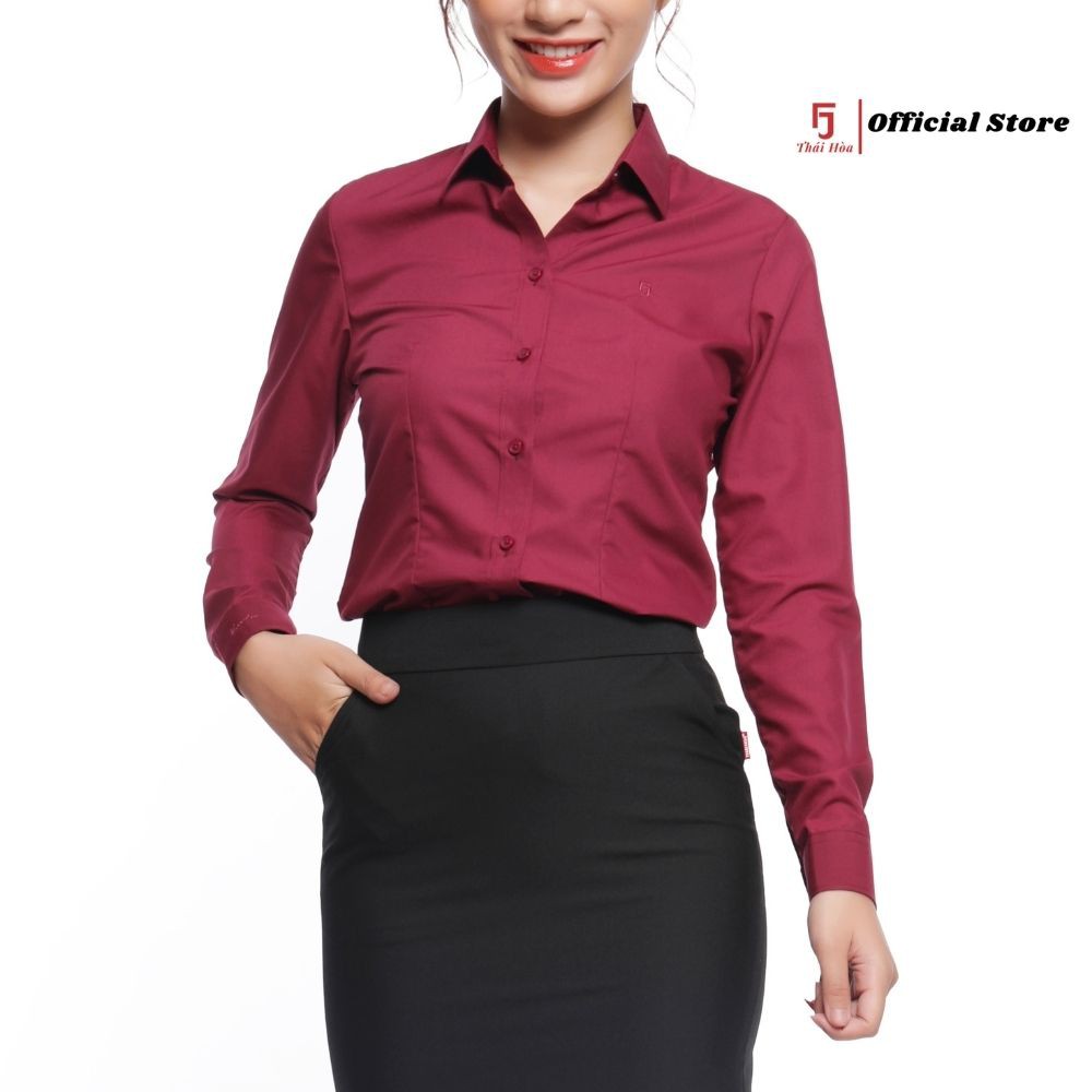 Áo sơ mi nữ trắng Thái Hoà công sở dài tay đi học kiểu bigsize cotton 047-01-01 | BigBuy360 - bigbuy360.vn