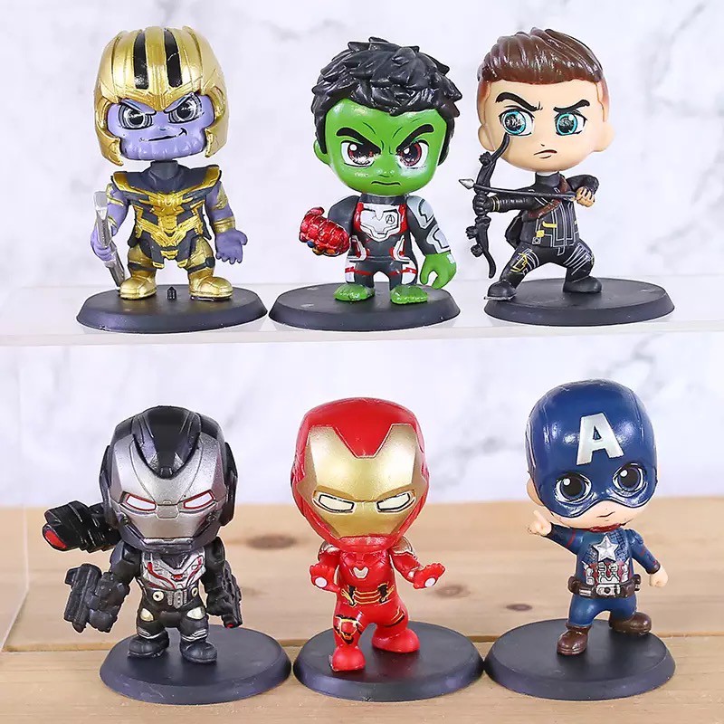 Mô Hình Nhân Vật Ironman C.america Hawkeye Warmachine Hulk Thanos Chibi