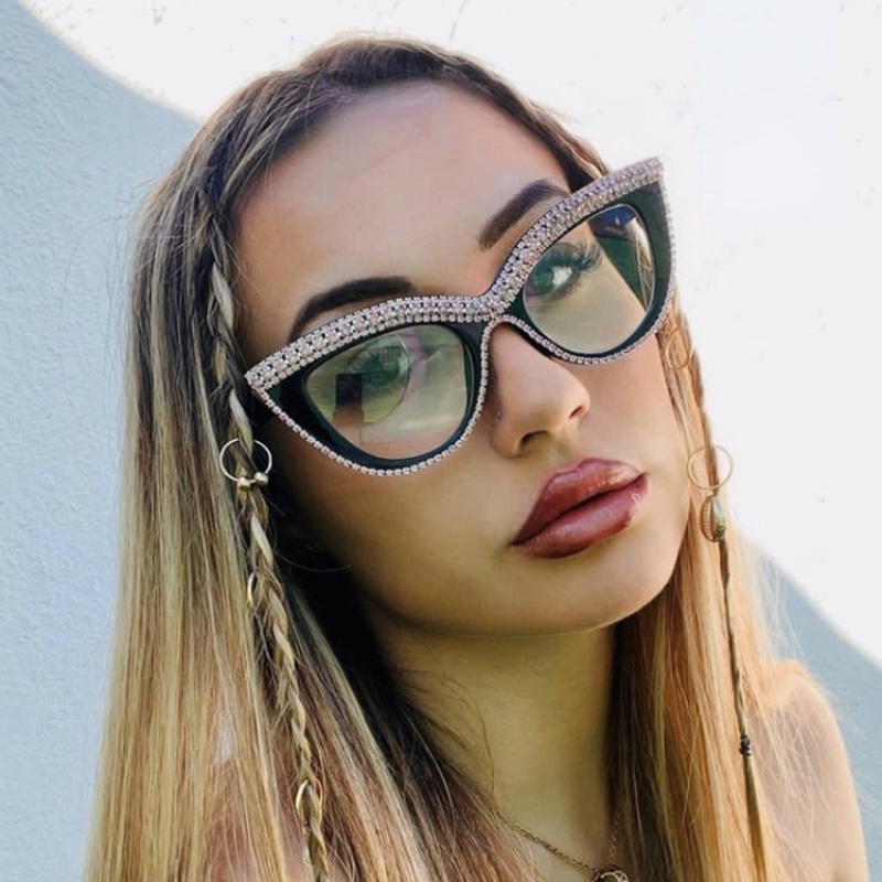 Kính Mát Mắt Mèo Đính Đá Thời Trang Y2k