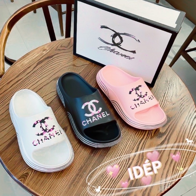 𝐢𝐃É𝐏 𝐃𝐋𝟐𝟐𝟓 Dép bánh mì cross nữ quai ngang đế độn cao 3.5cm CC bản gợn sóng EVA siêu nhẹ thời trang